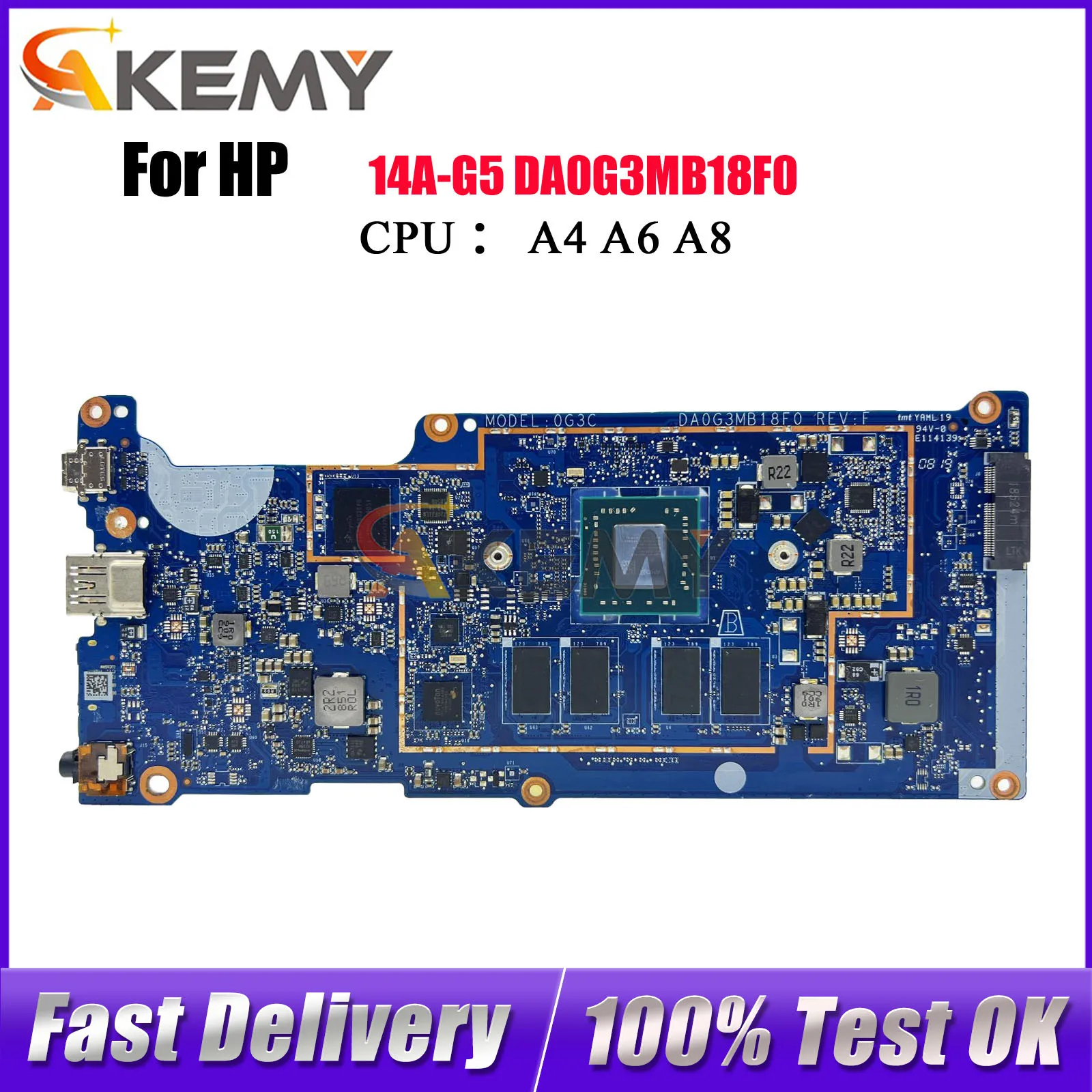 

DA0G3MB18F0 Материнская плата для ноутбука HP Chromebook 14A G5 с процессором A4-9120, 4 ГБ ОЗУ, 16 ГБ SSD L51910-001, протестировано, ОК