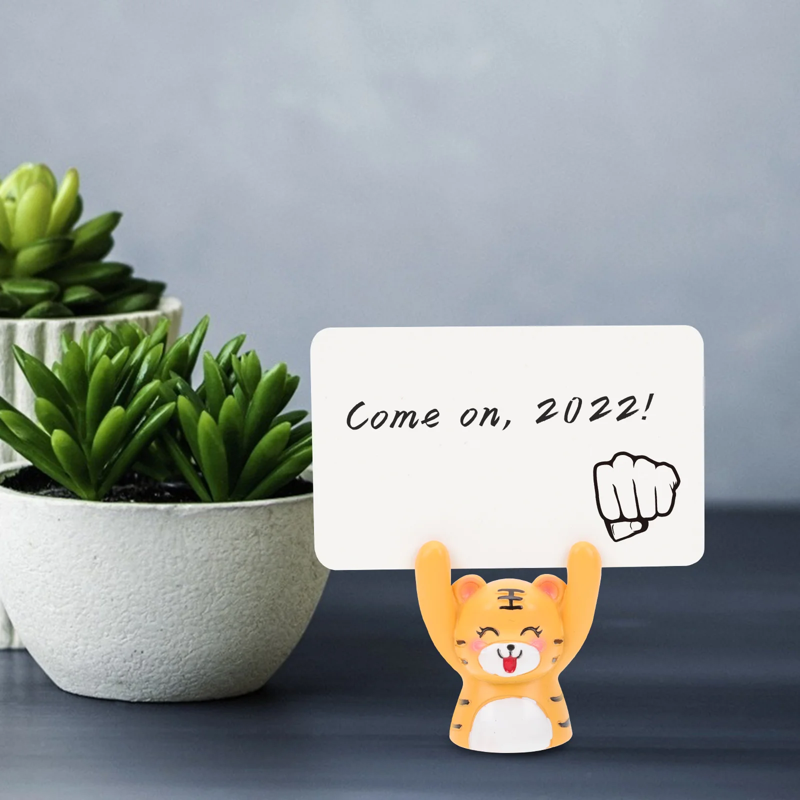 2 Set Ornamen Harimau Kecil Resin Dekorasi Meja Kertas Hadiah Perayaan Rumah Untuk Kantor Tempat Kartu Pesan Dekorasi Cetak