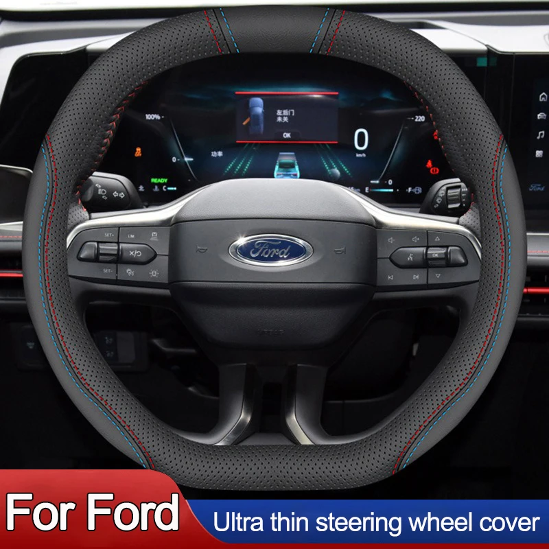 Car Auto Steering Wheel Cover Wrap for Ford Edge and Edge L 2023 2024 2025 Double D Type Steering Wheel