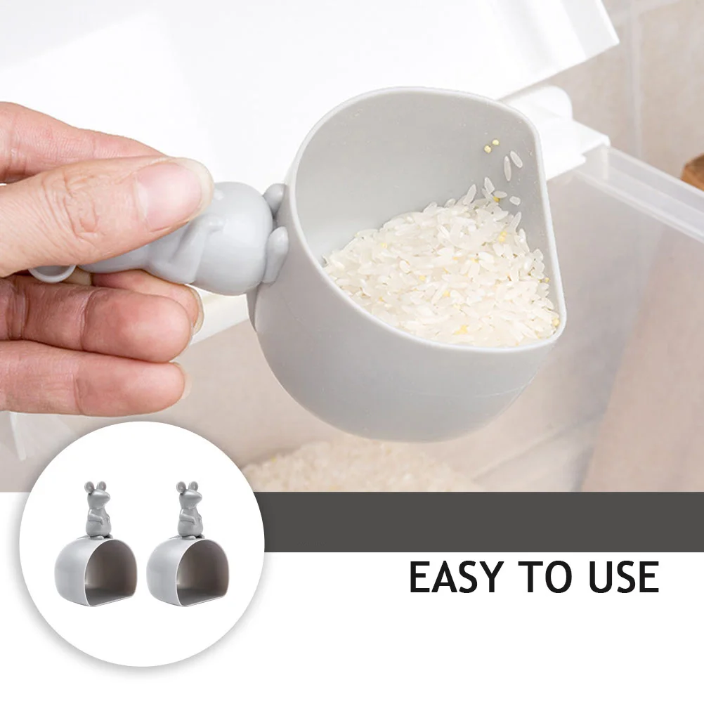 

2Pcs Rice Measuring Spoon Cartoon Mouse Shape Plastic Scoop Household Kitchen Multi Purpose Grain Flour Beans Rice Holder