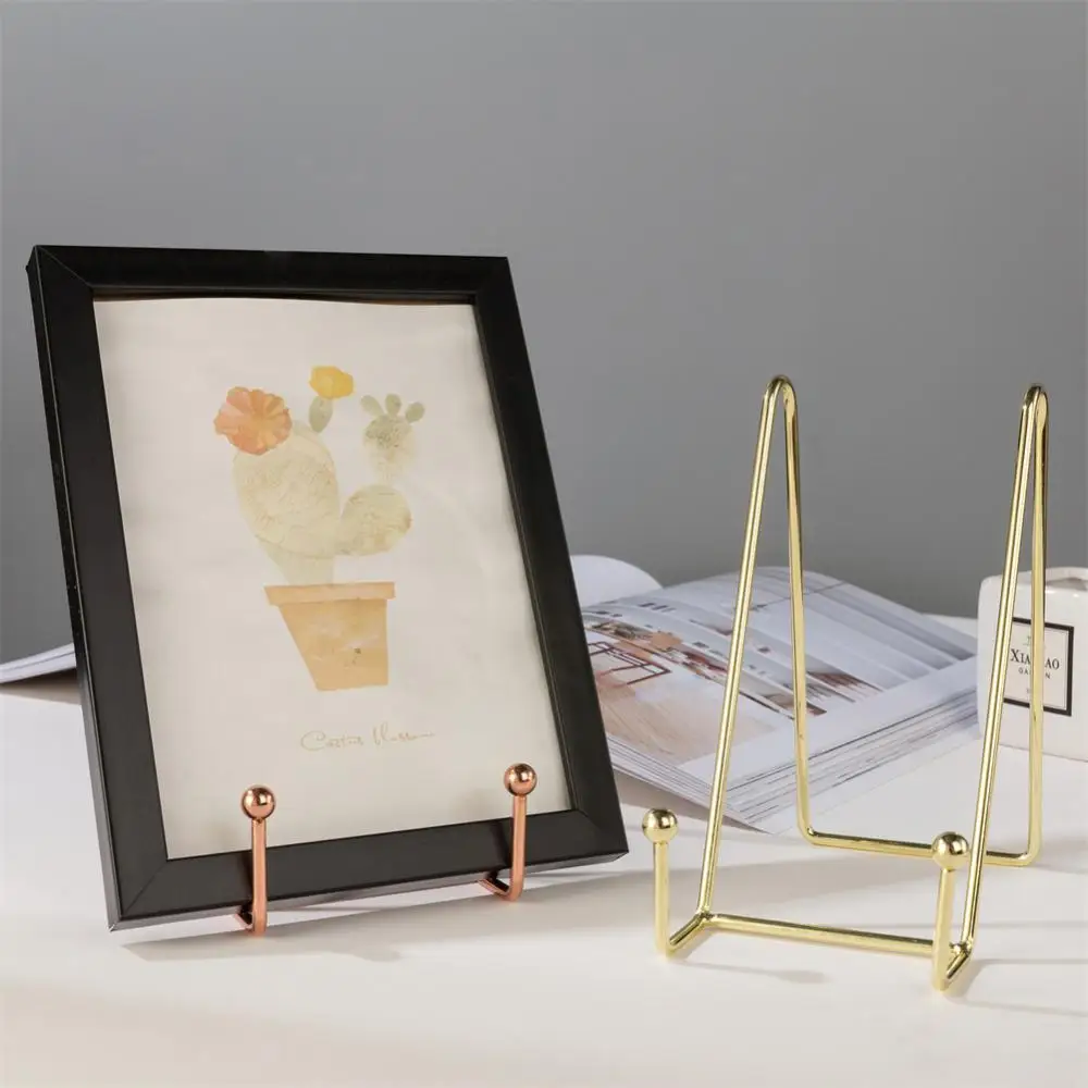 Easel Display Holder Stand Iron Plate Holds Cook Books Reading Photo Gold Color Shelf