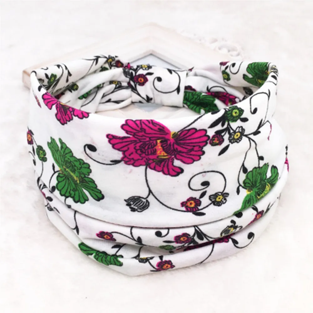 Women Bohemian double layered headband flower stripe leaf Headwear headwrap Sports turban H023