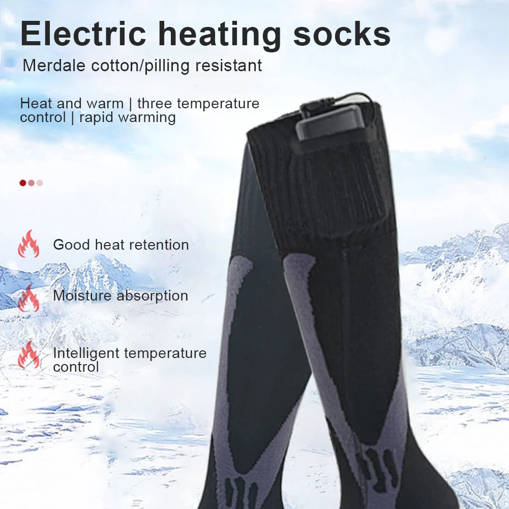 

Electric Heated Socks Rechargeable Skiing Sock Fast Heating Thermal Foot Warmers Breathable Warm Winter Socks for Camping Hiking