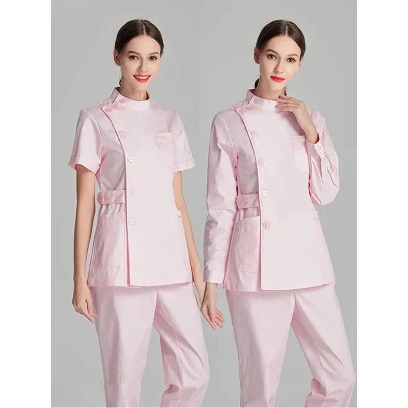 Blue Long Sleeve Scrubs Top Nurse Uniforms Lab Coat Doctor Uniform for Women Outwear Medical Clothing Beauty Salon workwear