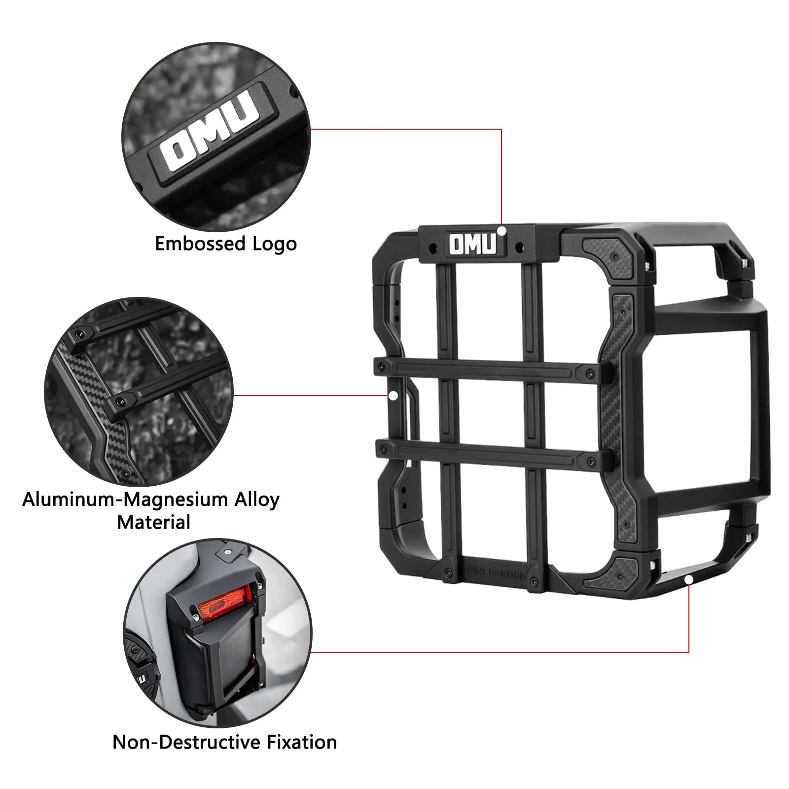 OMU 4x4 الألومنيوم الضوء الخلفي واقية قذيفة ل جيب رانجلر JL/JLU 2018-2024 على الطرق الوعرة لمبة خلفية حماية الحرس الملحقات #5
