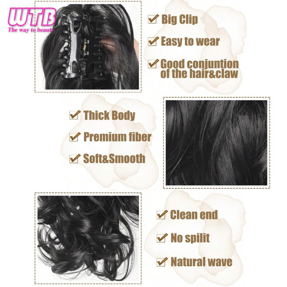 Synthetic Claw Clip In Short Ponytail Curly Pony Tail Clip-on hair False Wig House Pony Extension Hairpiece For Women