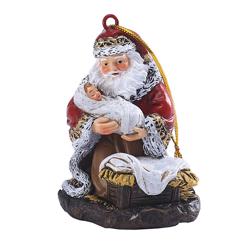 

Christmas Tree Hanging Santa Christmas Tree Decor Figure Christmas Party Favors Gifts Resin Santa Figurine