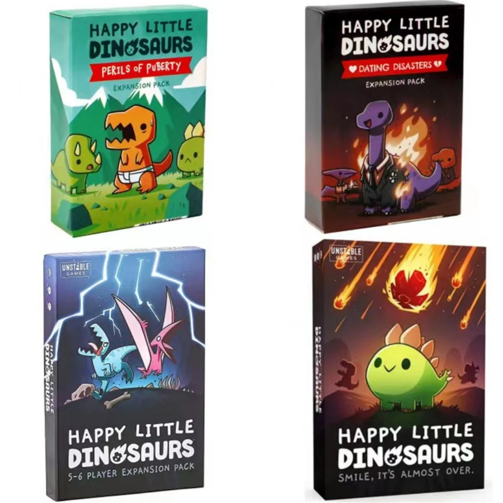 

Unstabl Happy Little Dinosaurs Unicorns Dragons Game Here to Slay Expolde Kittens Funny Family Party Cards Game Christmas