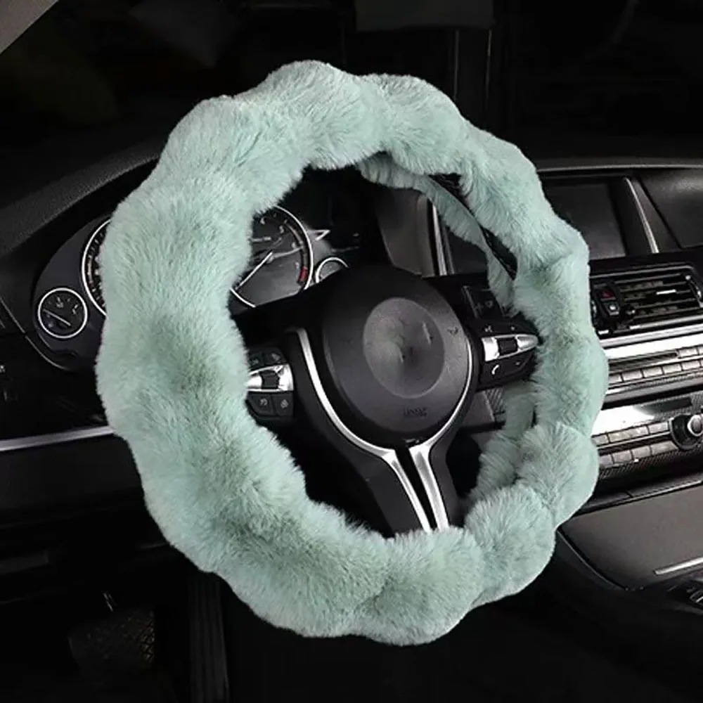 Plush Steering Wheel Cover Decorative Non-Slip Steering Cover Winter Wheel Cover Soft For Car Interior Autumn Winter Steering