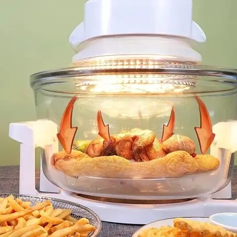 12L Digital Halogen Convection Oven Transparent Glass Bowl Air Fryer 220-240V