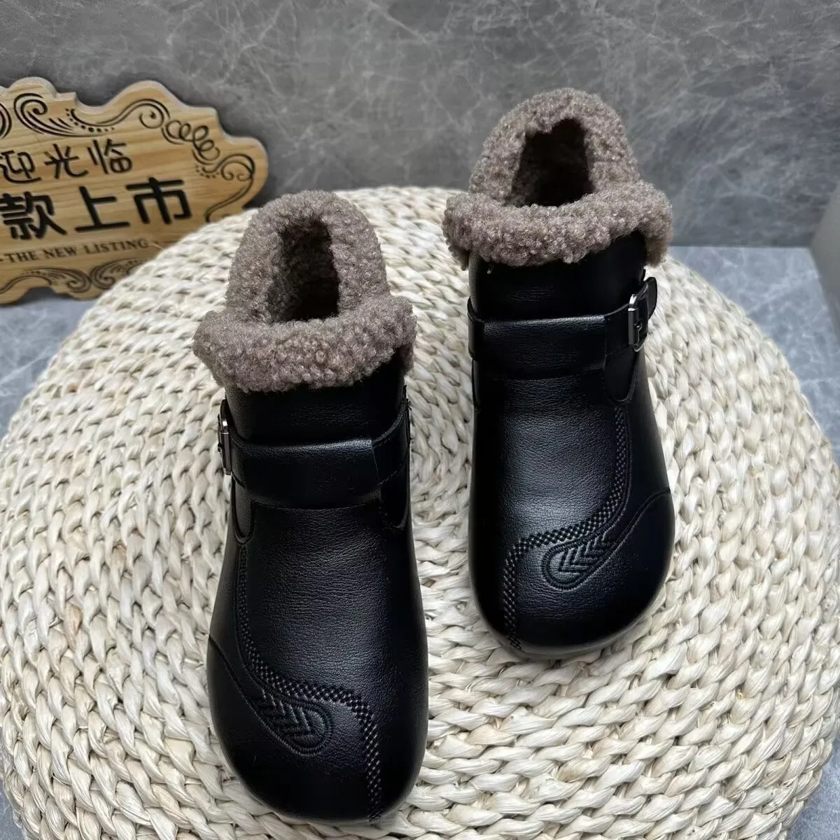 Women's Winter Boots Luxury Ankle Snow Artificial Leather Casual Hot Warm Furry Black Outdoor Fashion Shoes For Women Trend 2024