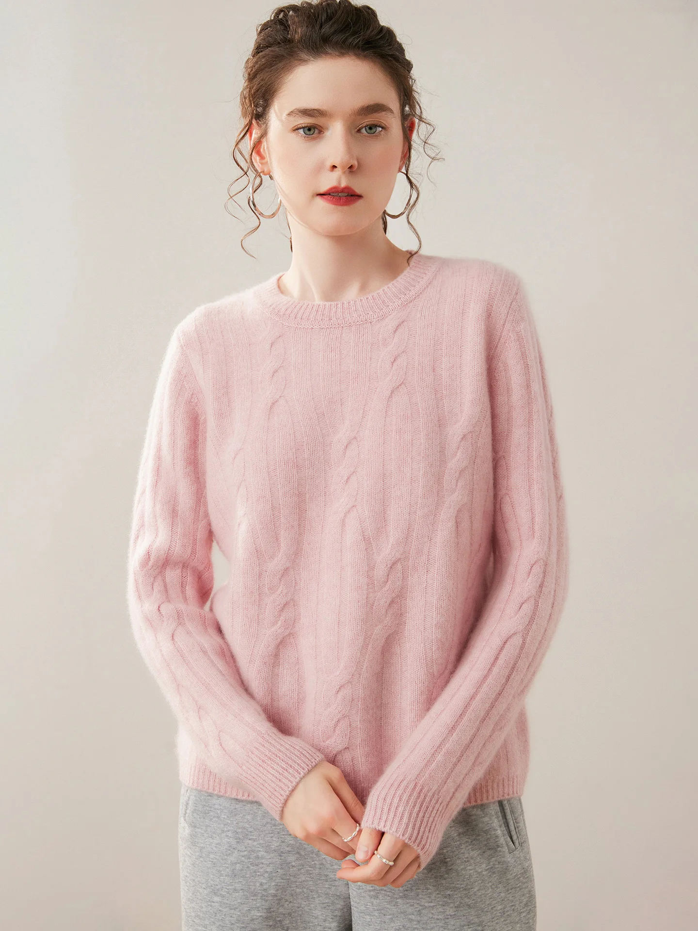New Style Autumn Winter Soft Thick Warm High Elastic Pullover Sweater O-neck Cable Knit Woman 100% Cashmere Sweater Fashion Tops