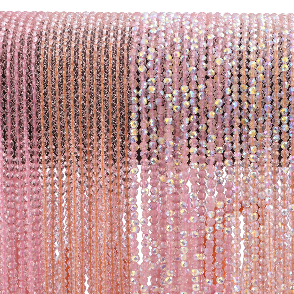 3mm 136pcs Glass Faceted Crystal Pink Series Spacer Loose Beads For Jewelry Bracelets Necklace Making DIY Accessories