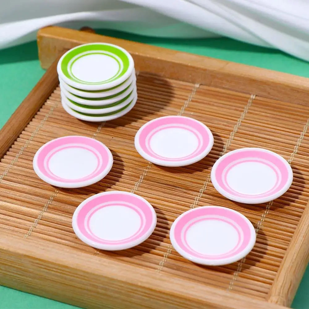 Kitchen Toys Doll House Trays Plates Doll Durable Mini Food Pink Dishes Tableware Miniature For 1/12 1/6 Doll House Accessories