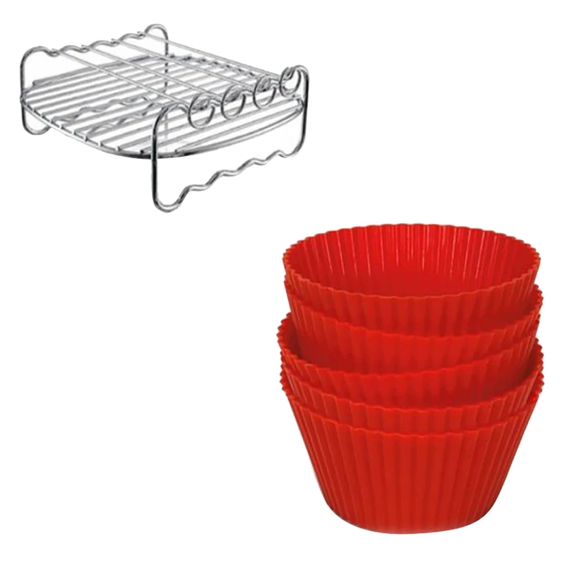 

BEAU-Air Fryer Rack Fits For All 3.7QT 5.8QT Multi-Purpose Double Layer Rack With Skewers For HD9220 HD9904,Gowise