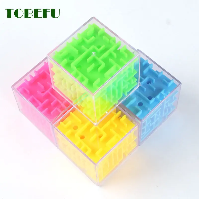 TOBEFU 3D Maze Magic Cube Transparent Six-sided Puzzle Speed Cube Rolling Ball Game Cubos Maze Toys for Children Educational