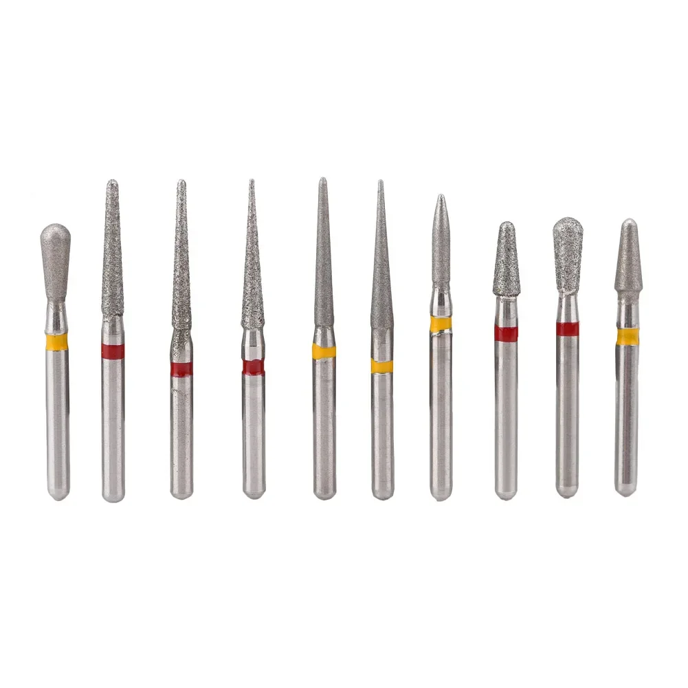 10Pcs/set Dental Diamond Burs Drill Kits FG1.6mm With Durable Storage Box Teeth Porcelain Oral Dentist Polish Tools Accessories