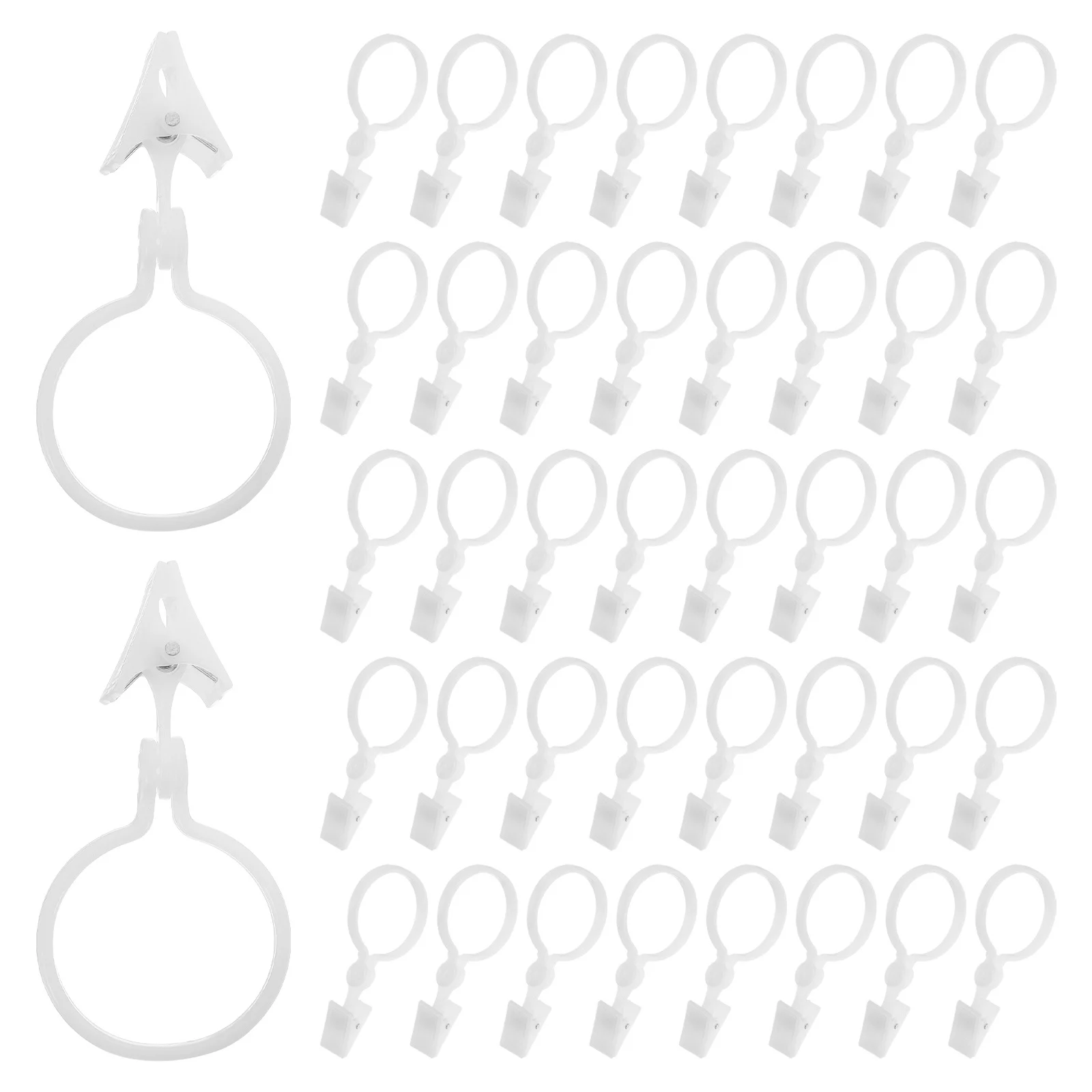 

100Pcs Curtain Rings Resin Hooks Smooth Finish Easy Install Universal Fit for Window Drapery Hanging Clips