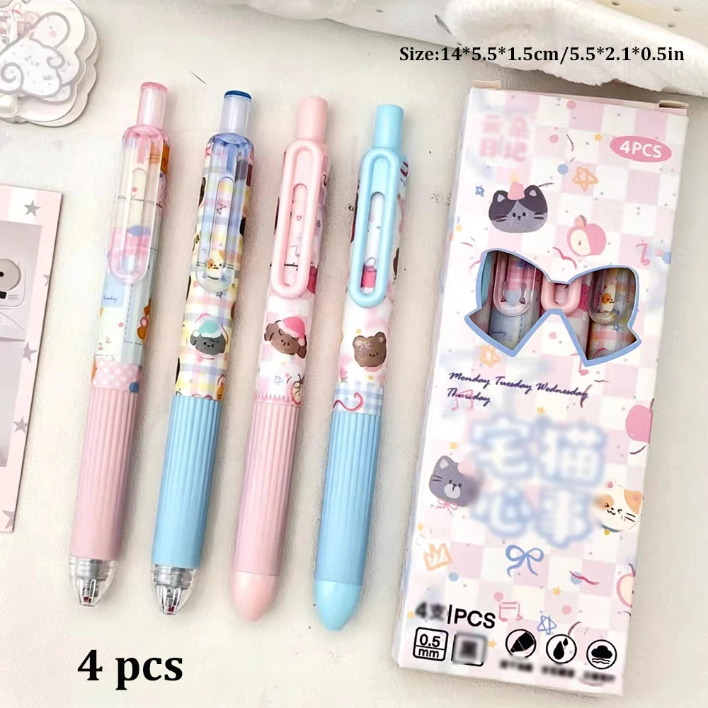 4 stuks Angel Wings Press neutrale pen, stijlvolle uitstraling, gladde zwarte 0,5 mm pen voor studenten, comfortabele grip.