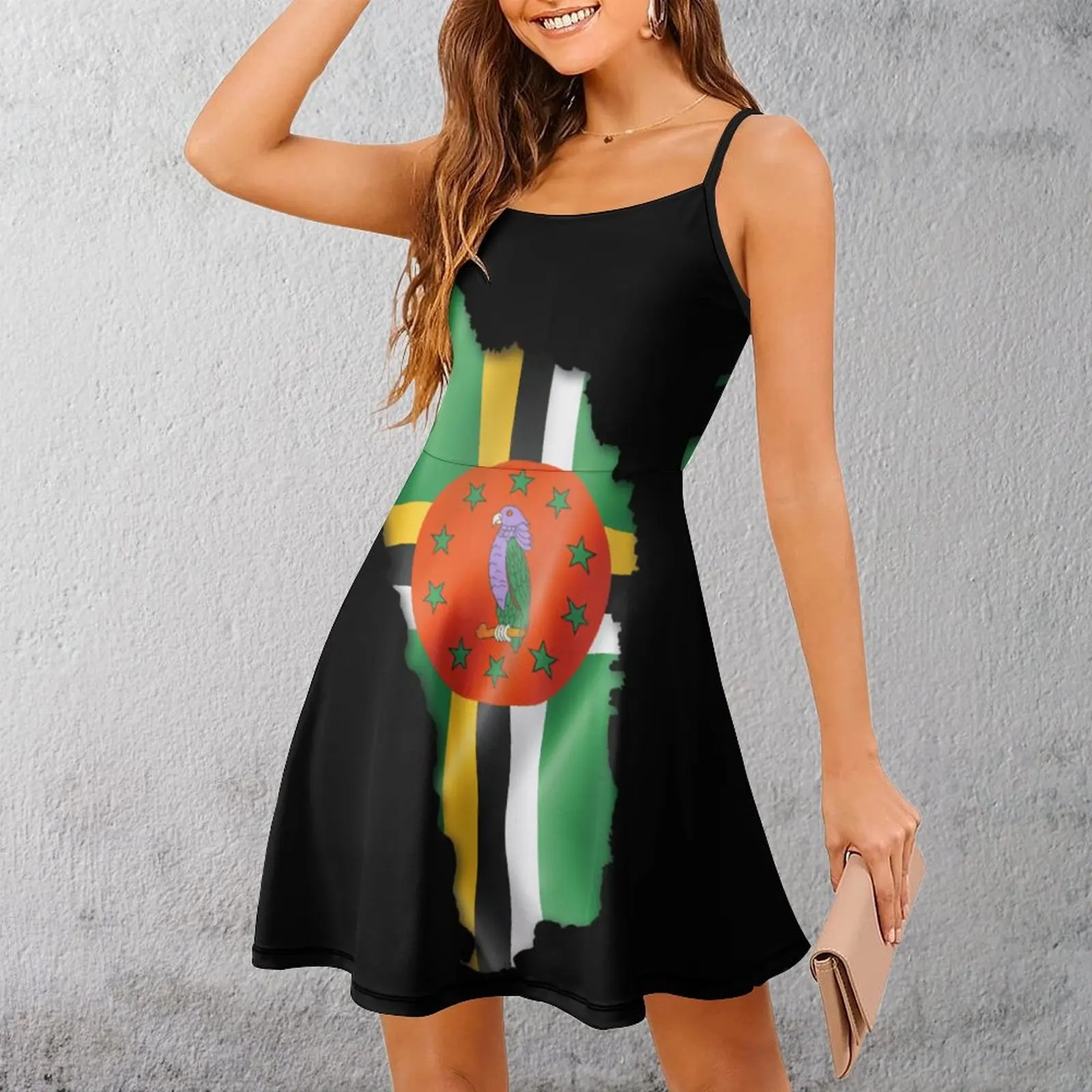 Vestido de tirantes con forma de país de la bandera de Dominica para mujer, gráfico, fresco, Sexy, Humor, vacaciones gráficas, Stra