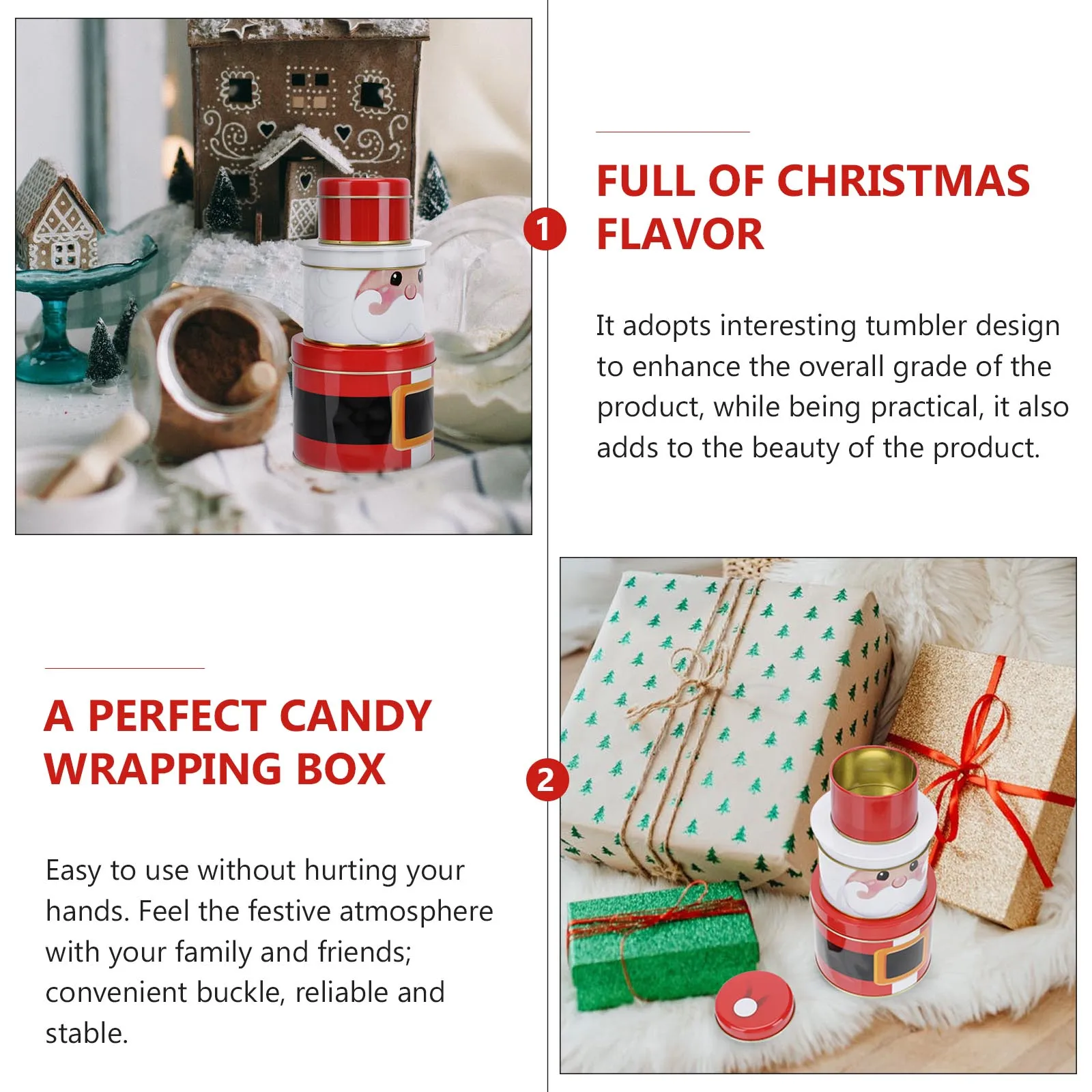 

Christmas Gift Box Moisture-proof Candy Cookie Boxes Small Tin Holiday Baking Container Tins Iron Treats