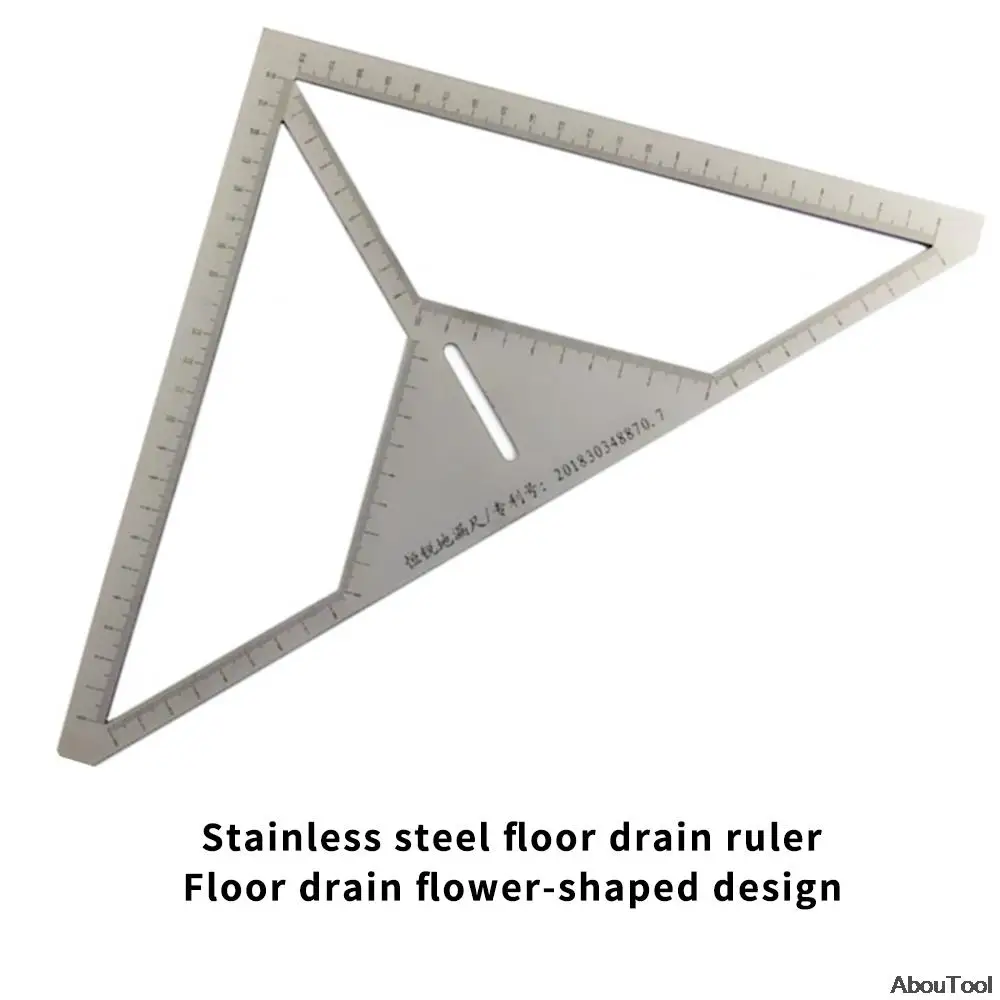 20x20CM Floor Drain Locator Stainless Steel Tile Triangle Ruler Floor Drain Patterns Positioning Ruler Bricklayer Measuring Tool