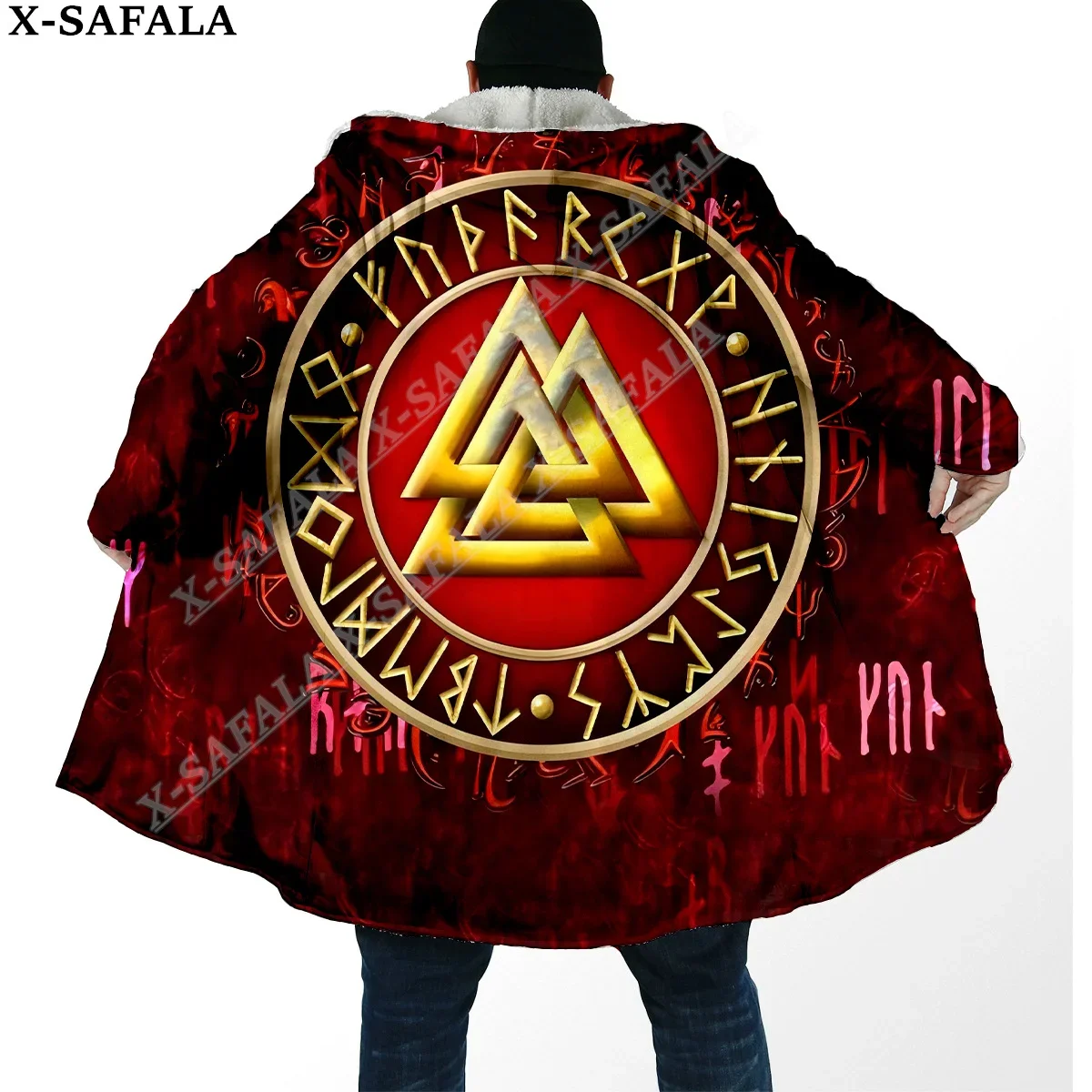 

Tattoo Symbol Viking Armor 3D Print Dream Cloak Thick Warm Hooded Men Overcoat Coat Windproof Fleece Cape Robe Blanket-9