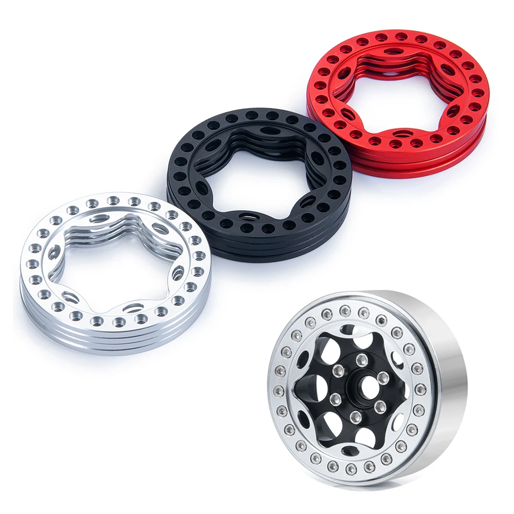 MIBIDAO – anneau extérieur de roue à billes en métal de 1.9 pouces, 4 pièces, pour Axial SCX10 90027 90046 D90 TRX4 Wraith 1/10 RC, pièces de voiture sur chenilles