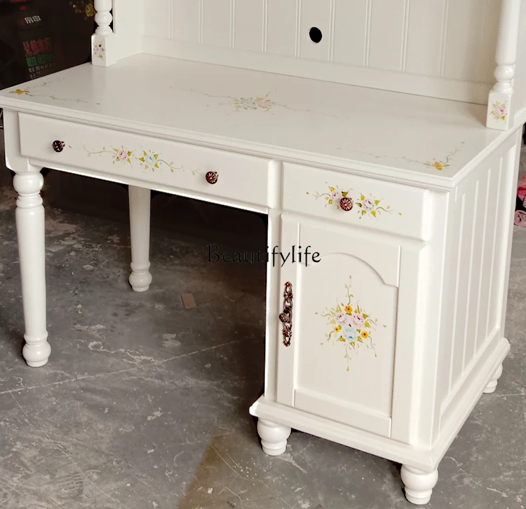 British country style solid wood American pastoral hand-painted desk writing desk computer table
