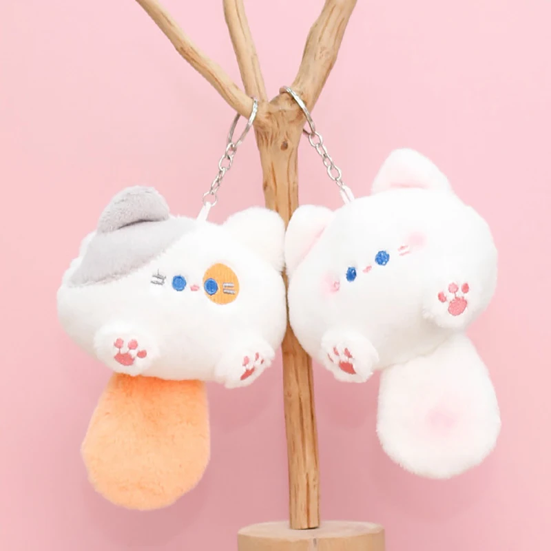 Squeaky Cat Plush Toy Doll Squeak Keychain Fluffy Soft Stuffed Toy Backpack Bag Pendant Adorkable Gift For Kids Girlfriend