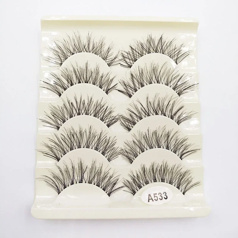 5 Paare/satz 3D Faux Nerz Haar Kreuzmuster Falsche Wimpern Natürliche Wirkung Gefälschte Wimpern Wimpern Verlängerung Täglichen Verschleiß