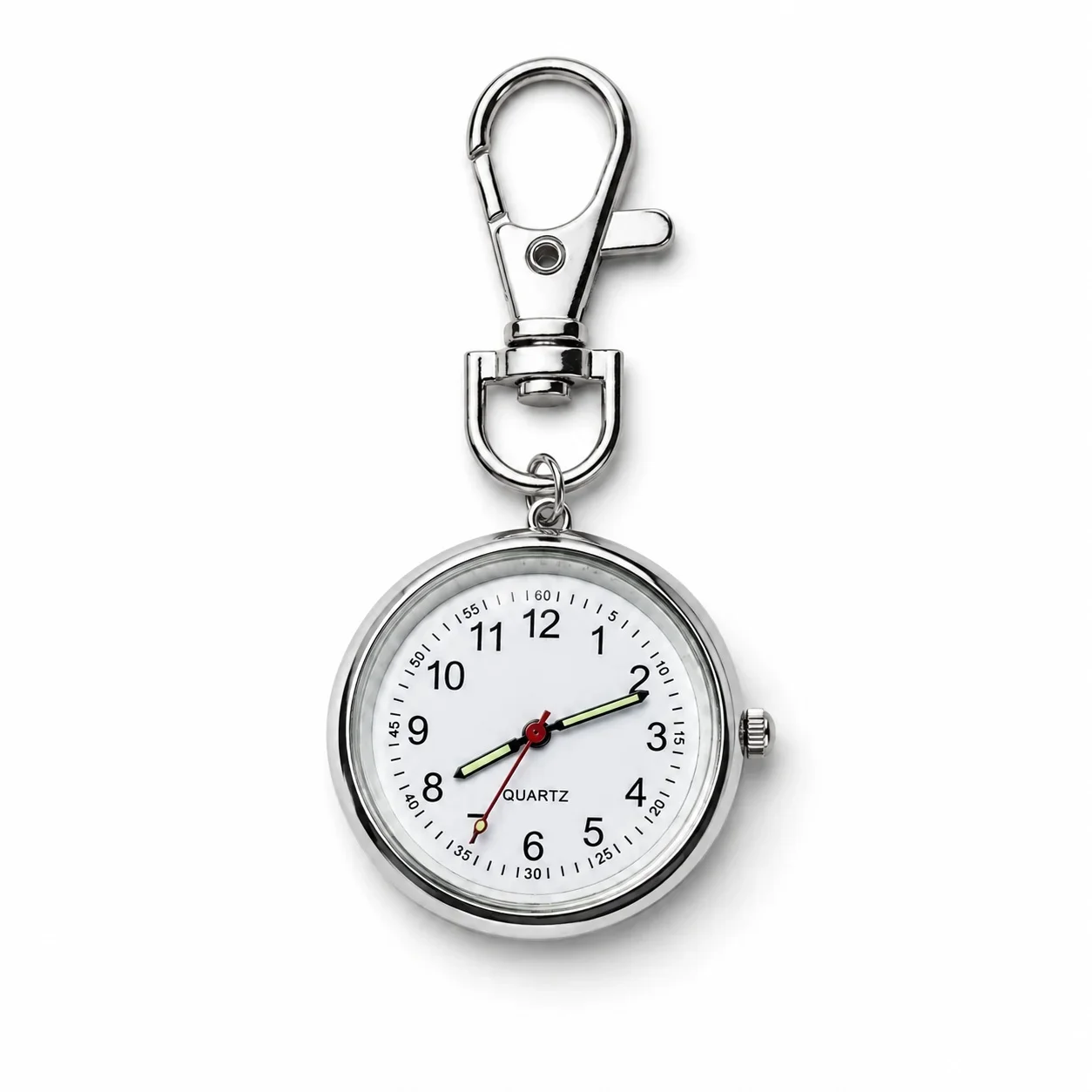 Mini Keychain Pocket Watch Number Dial Quartz Watch Clip‑On Carabiner Fob Watch Portable Timepiece for Medical Staff Students