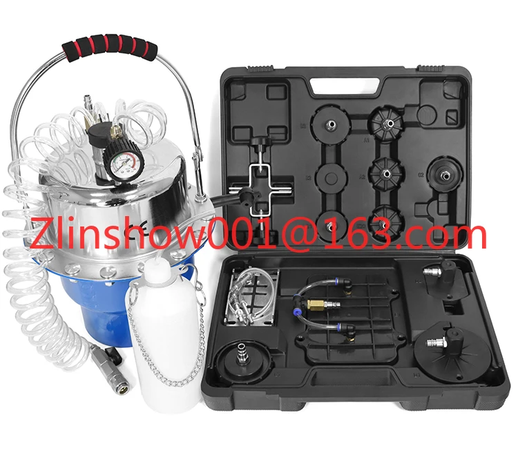 Pneumatic Brake Fluid Bleeding Tool Set with Air Power Pressurized Oil Change Bleeder Machine & Waste Oil Collection Bottle