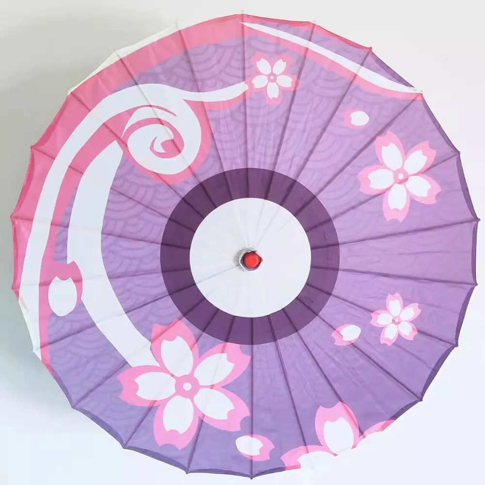 Genshin Impact Kamisato Ayaka Cosplay Chinese Style Oil Paper Umbrella Sunshade Rain Proof Dance Home Umbrella Gift
