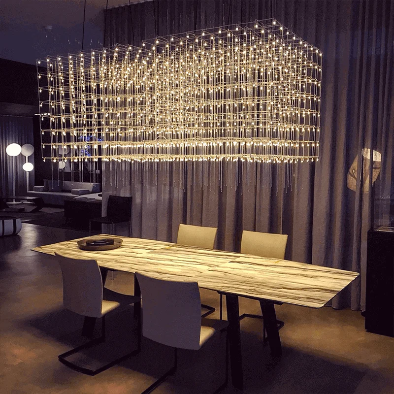 

QUASAR Cosmos chandelier Nordic simple silver square light creative firefly light living room dining table home luxury light