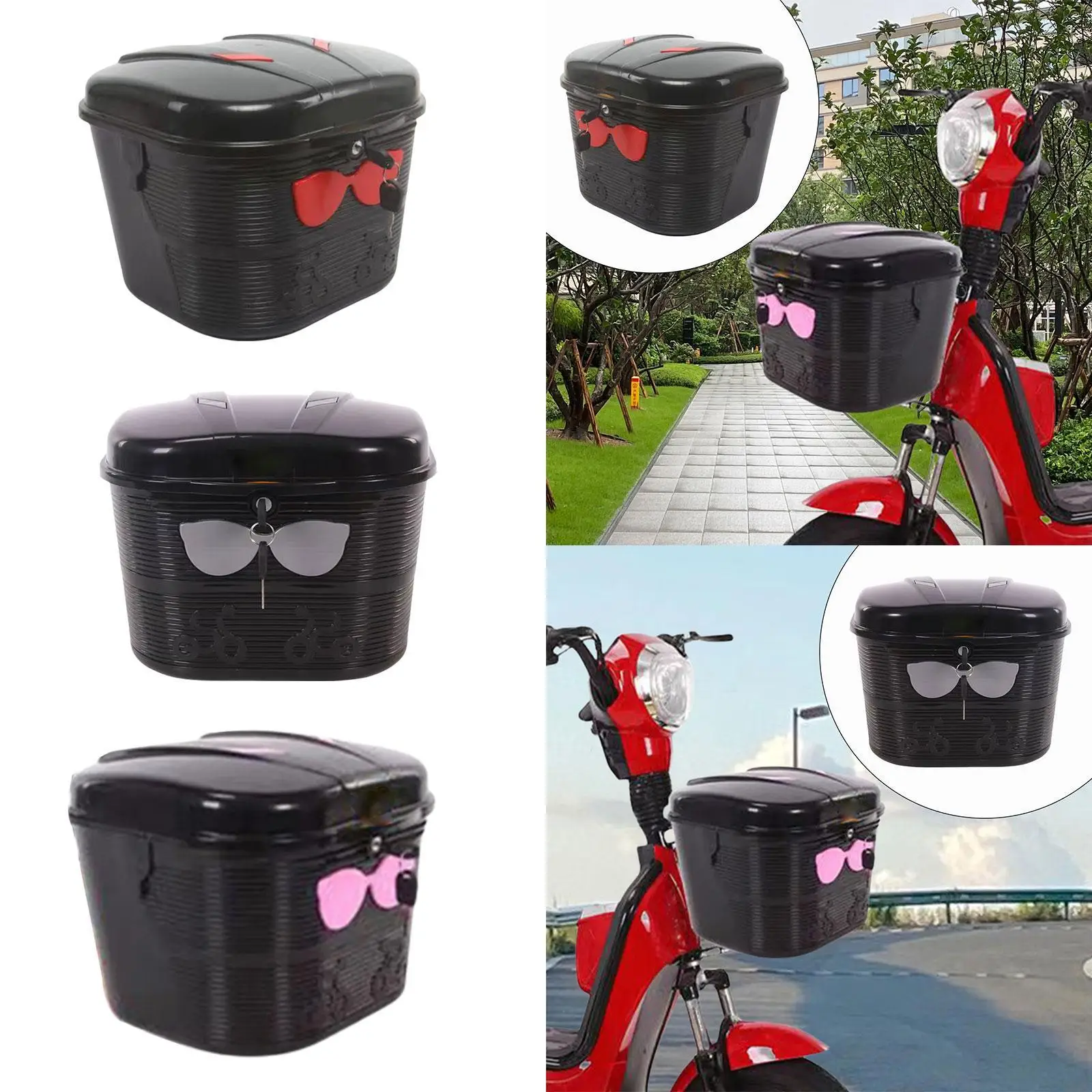 

Передняя корзина для электрического велосипеда Багажник для велосипеда с замком Легко устанавливается, сверхмощный, с крышкой Ящик для хранения для велосипедных покупок