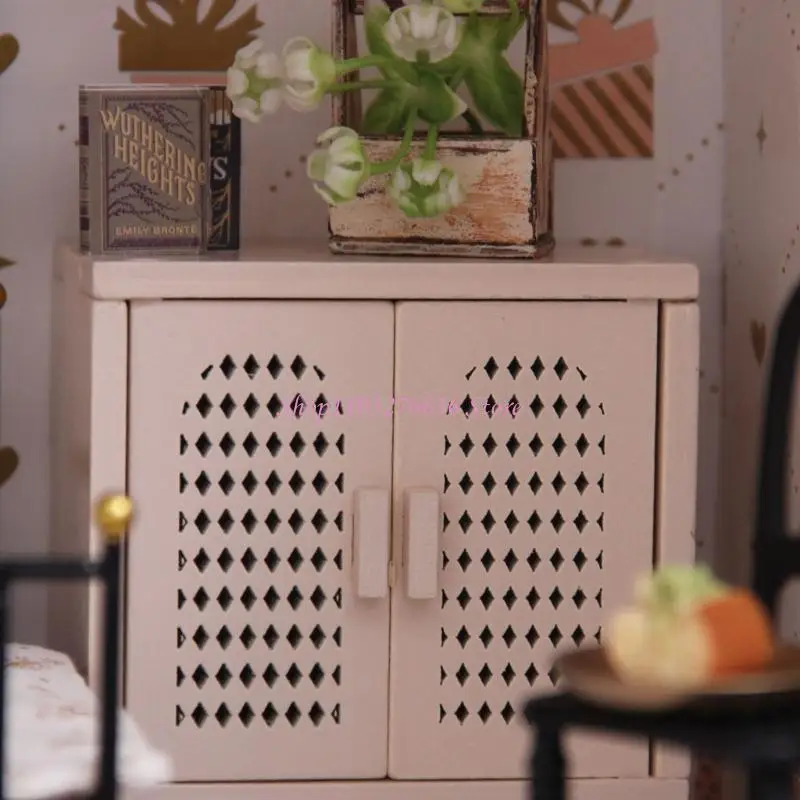 R6FD Miniature Storage Cabinet Doll House Furniture Craft Project Scene Setting