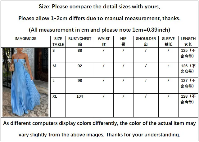 Blue Pleated Halter Long Dress Women's Solid Sleeveless Backless Lace-up Maxi Dress Summer Beach Vacation Evening Party Vestidos