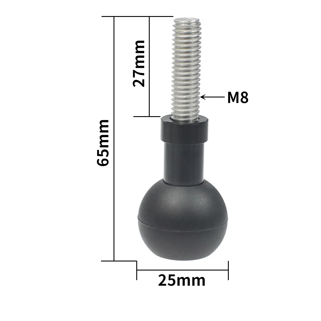 Aluminium 25mm Kugelkopf Adapter auf M8 Schraube für RAM Garmin Mount Motorrad GPS Telefon Auto Halterung für Insta360 X3 GoPro Stand – Detail 1