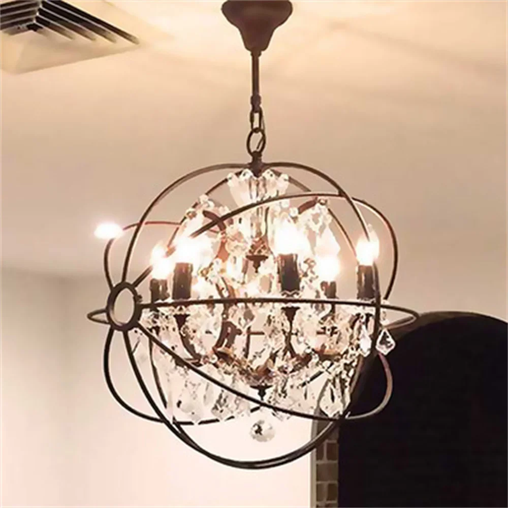 Vintage Rustic Chandelier Mid Century Modern Lighting Loft Retro Black Led Crystal Chandelier Church Restaurant Lighting