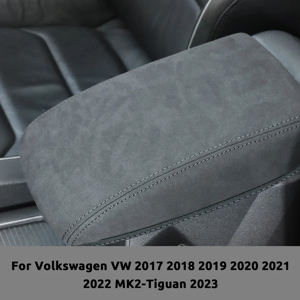 Защитный чехол из замшевой кожи для подлокотника автомобиля Volkswagen VW Tiguan 2023 MK2 2017-2022, аксессуары для центральной консоли, интерьера
