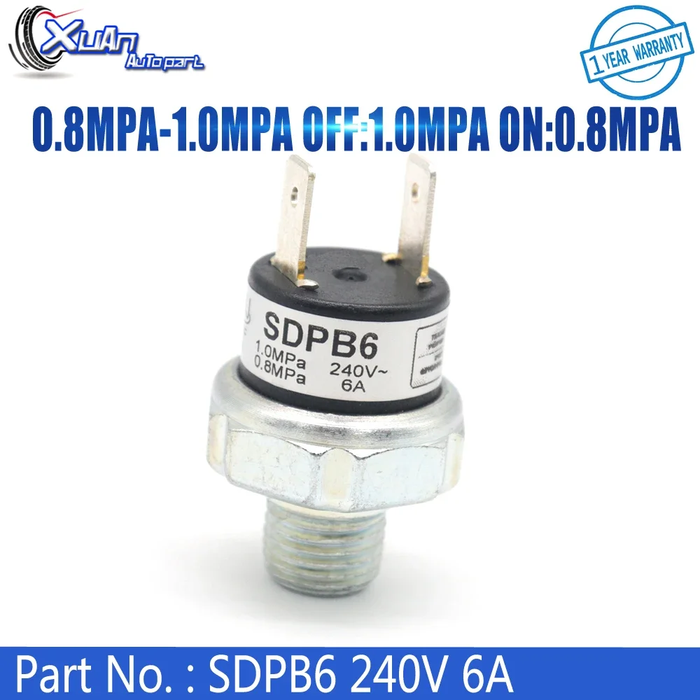 XUAN Luftkompressor-Druckkontrollschalterventil Hupe SDPB6 240 V 6 A 0,8 MPA-1,0 MPA AUS 1,0 MPA AUF 0,8 MPA