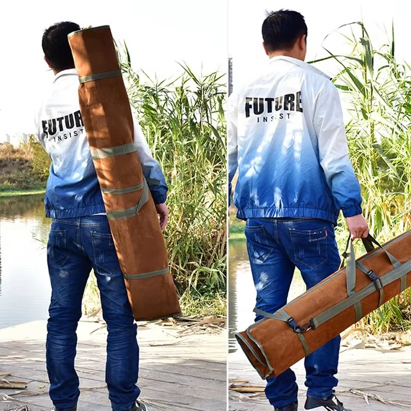 

120cm 130cm 150cm Suede Fabric Fishing Storage Bag Fishing Rod Bag Tackle Gear Storage Case Portable Roll Up Shoulder Bags