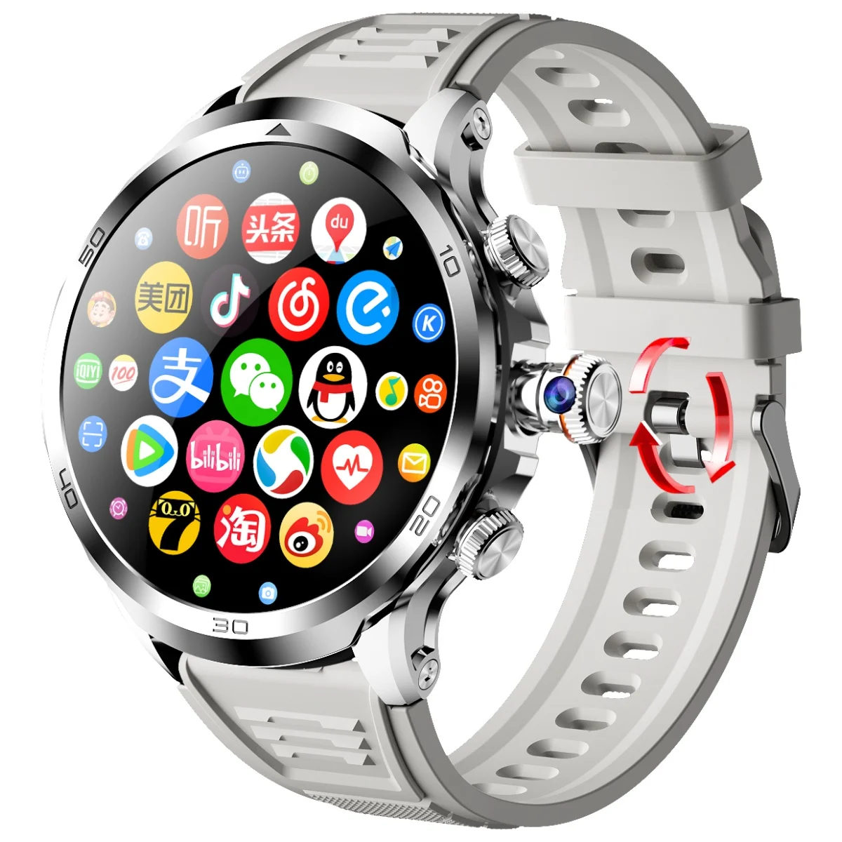 

Big Battery Smart Watch H19 Men LTE Full Netcom Android Smartwatch 900W Rotating Camera GPS WIFI Google Play Store Download Apps