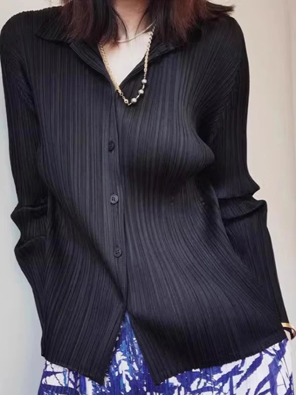 Bla Ice Silk Women's irt Summer 2025 New Design Folded Sun Protection Top Straight Tube  Collar Thin Long Sve Pure...