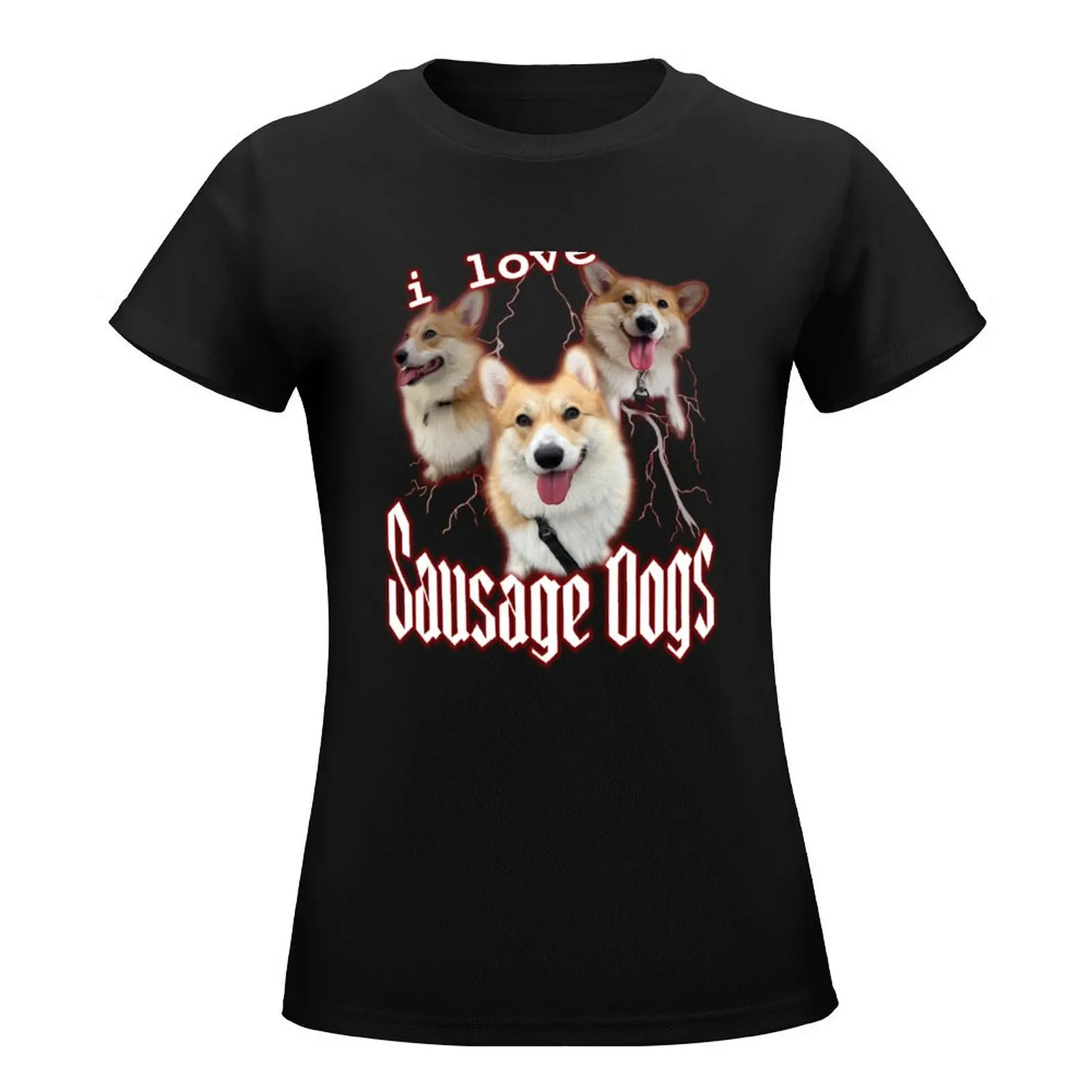 I love Sausage Dogs Cursed Corgi Art T-Shirt sweat summer tops funnys t-shirt dress for Women graphic