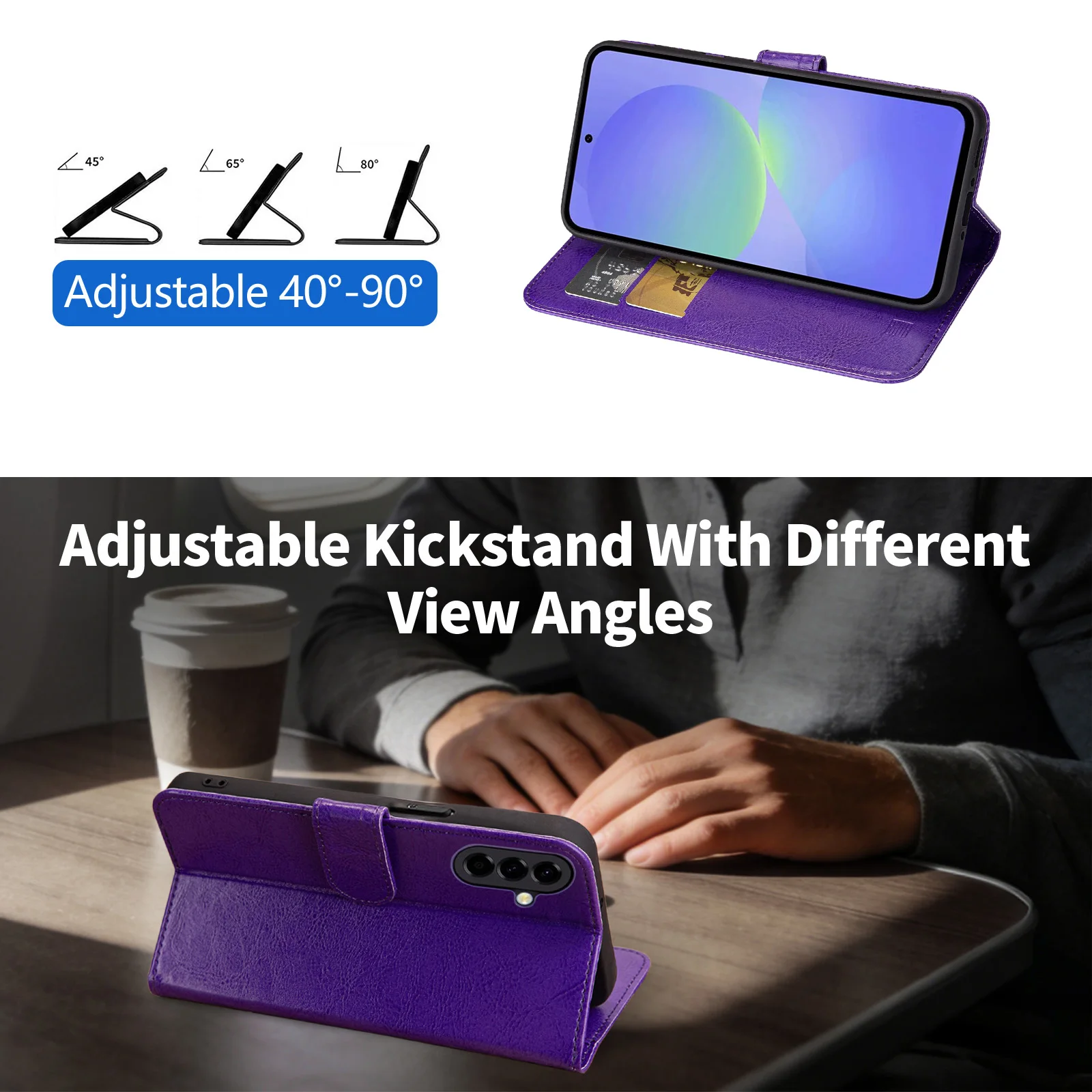 Book Wallet PU Leather Case Cover For Galaxy A36/A56,Flip Case With RFID Blocking Card Slots,Magnetic Closure and Built In Stand