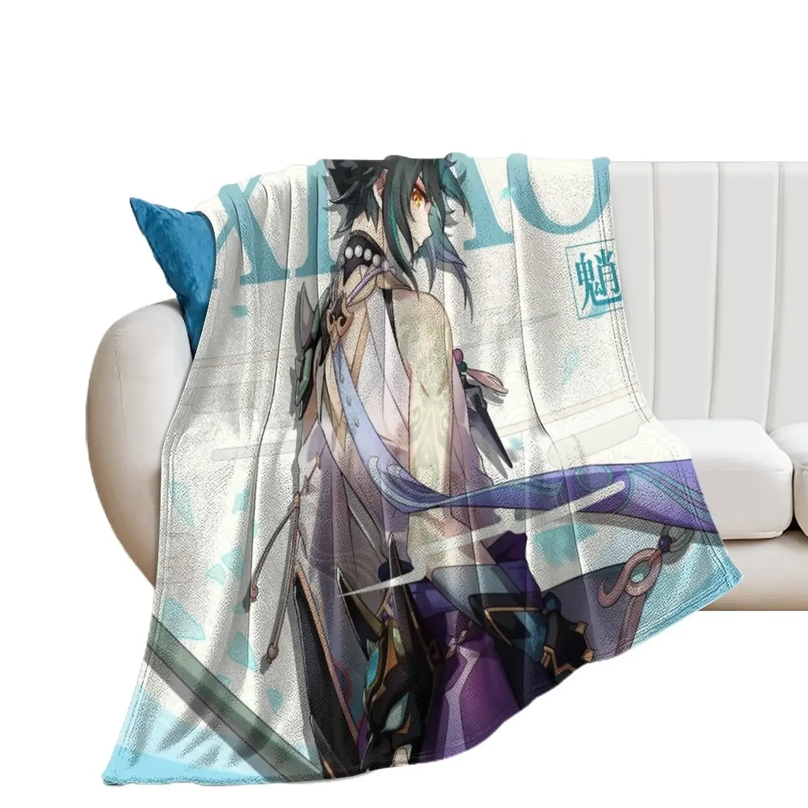 

Xiao Genshin Impact Throw Blanket blankets and throws christmas gifts Flannel cosplay anime Blankets