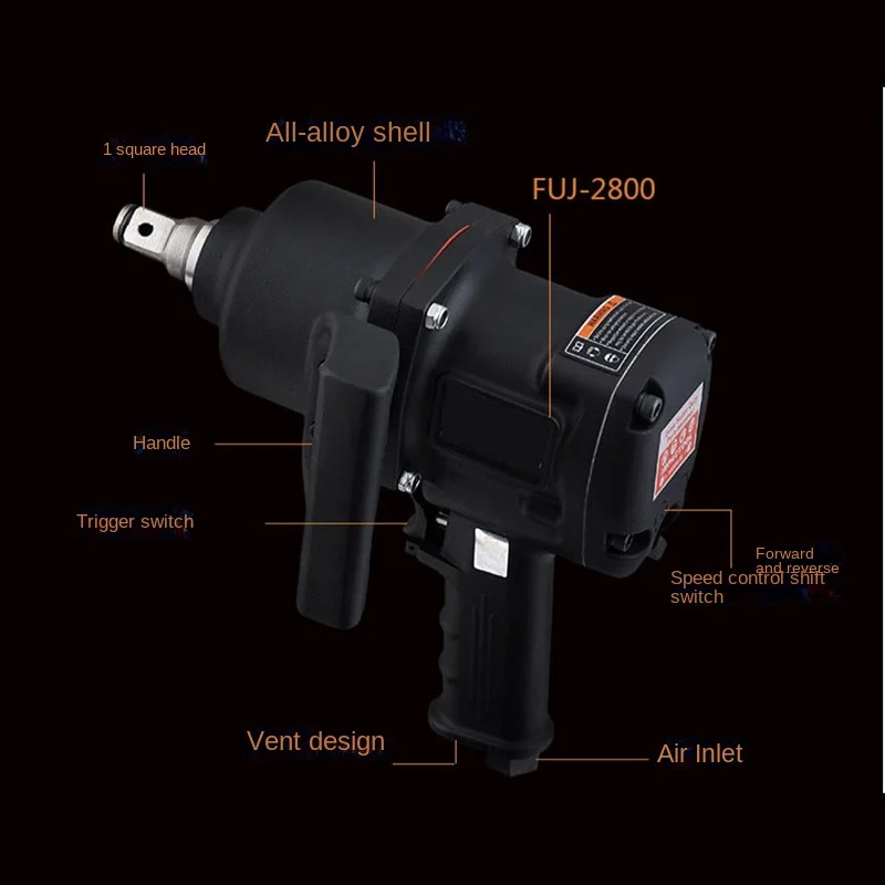 2800N-M Pneumatic Air Wrench Industrial Grade Large Strong Torque Pneumatic Impact Wrench Auto Repair Tools 4600Rpm Fuj2800