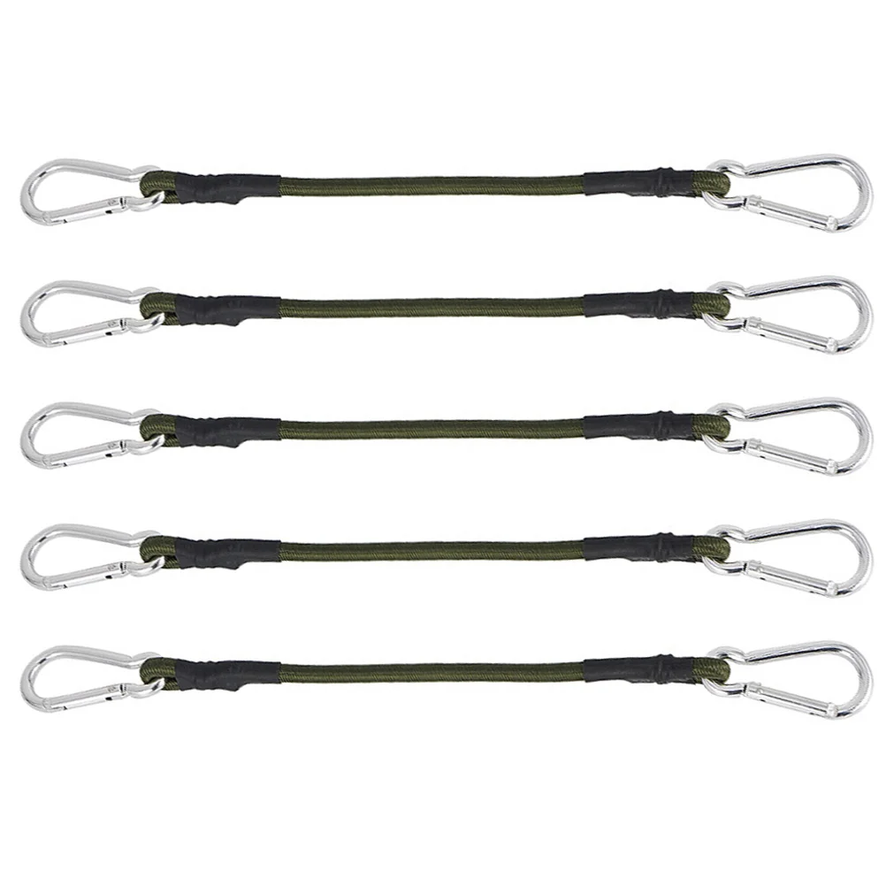 

5 Pcs Outdoor Carabiner Elastic Rope Band Tent Lanyard 8mm Camping Clothesline Luggage Binding Packing Belt Bungee Straps